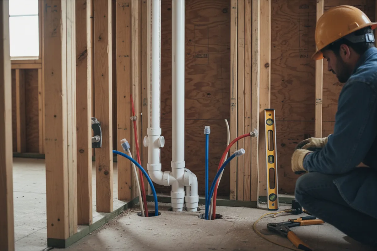 Drain and supply rough-in during Drain Cleaning in Chadwicks