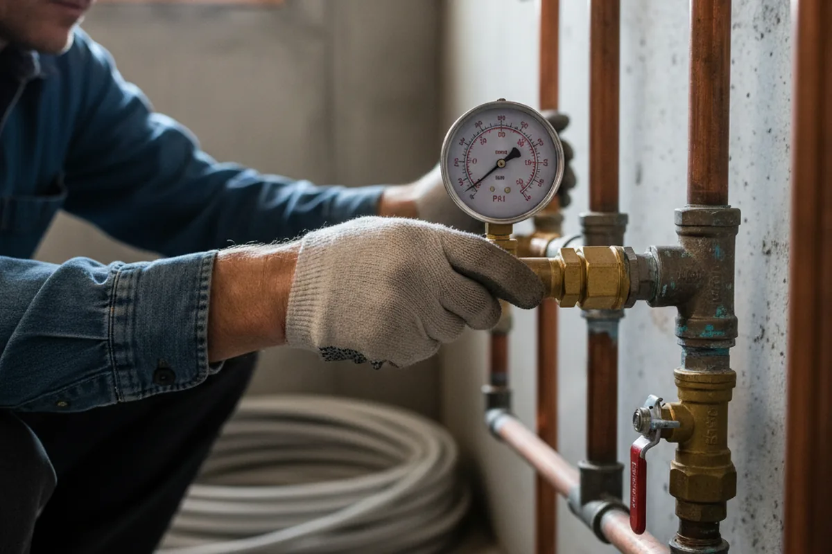 Pressure testing a repaired line during Water Line Repair in Chadwicks