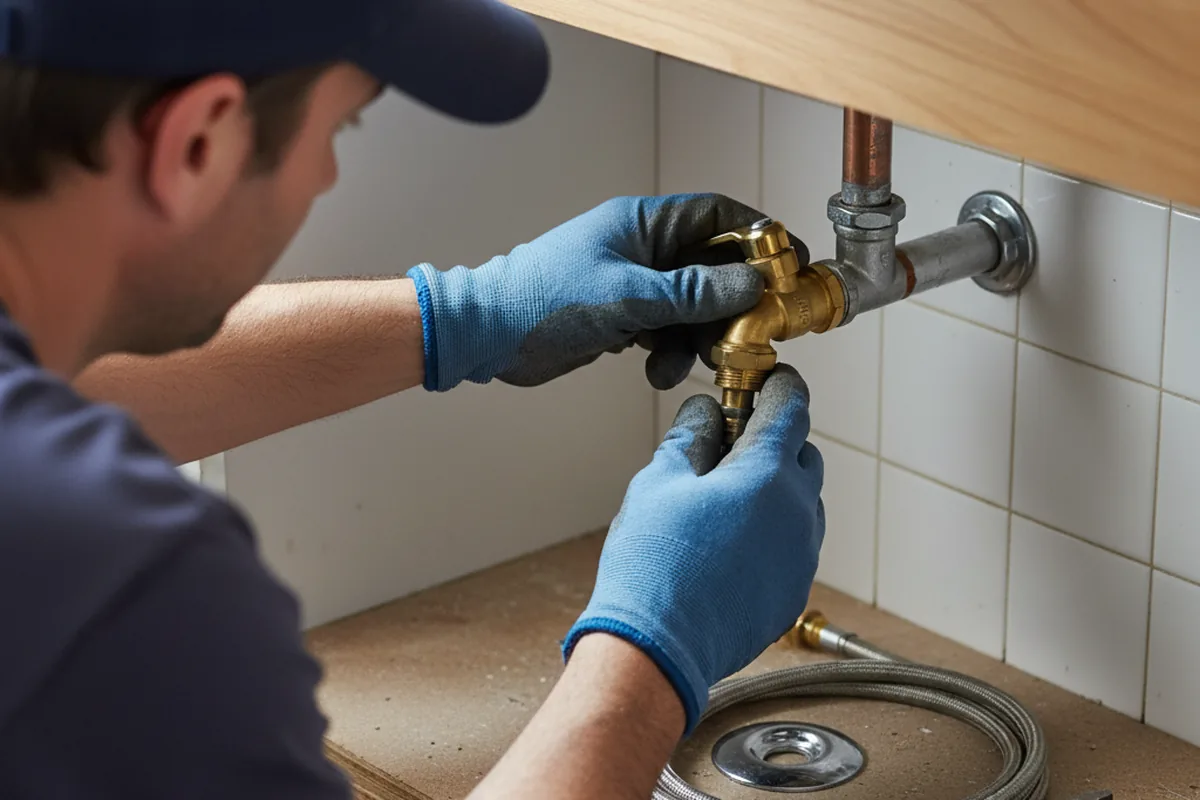 Shutoff valve and fitting work during Burst Pipe Repair in Chadwicks